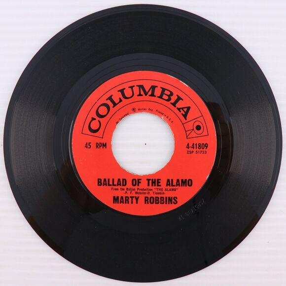 Marty Robbins – Ballad Of The Alamo/Time And A Place 1960 45 rpm Record 4-41809 - Picture 3 of 16